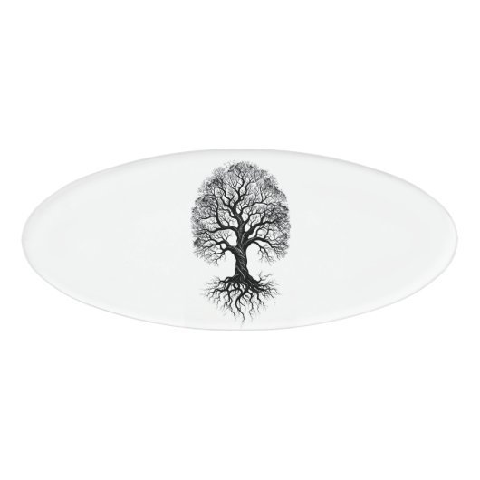Badge D'identification Arbre de Vie Zen Ovale Nom Étiquette (Devant)