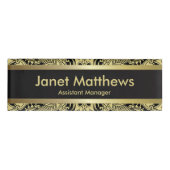 Badge D'identification Art noir et or Paisley (Devant)