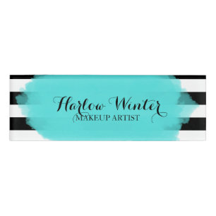 Badge D'identification Artiste de maquillage blanc noir turquoise