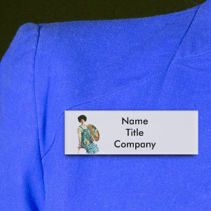Badge D'identification Artiste victorienne tenant une palette pinceau
