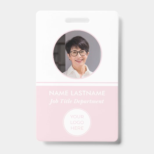 Badge d'identification avec logo rose pour employé (Avant)