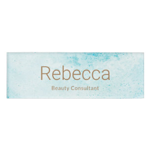 Badge D'identification Balise Aquarelle bleue Employé Nom magnétique