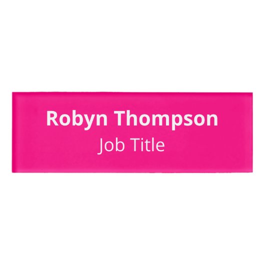 Badge D'identification Balise de nom acrylique rose chaud Magnetic Profes (Devant)