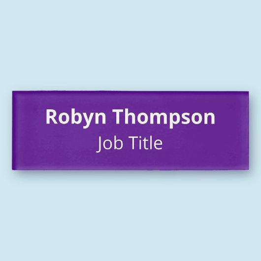 Badge D'identification Balise de nom acrylique violet HD Magnetic Profess