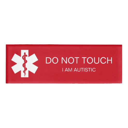 Badge D'identification Balise de nom d'alerte Médicale - NE PAS TOUCHER - (Devant)