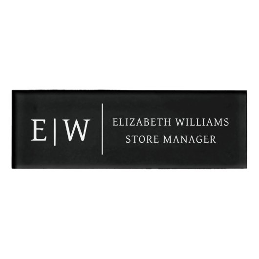 Badge D'identification Balise de nom de l'employé sur l'aimant noir (Devant)
