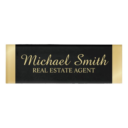 Badge D'identification Balise de nom professionnel Black and Gold (Devant)