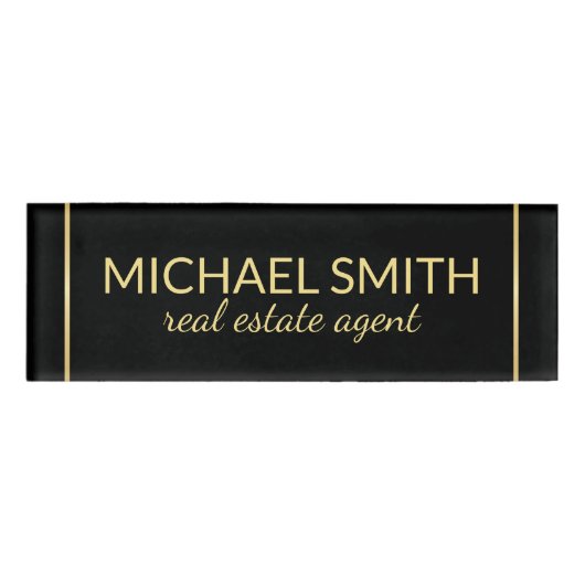 Badge D'identification Balise de nom professionnel Black and Gold (Devant)