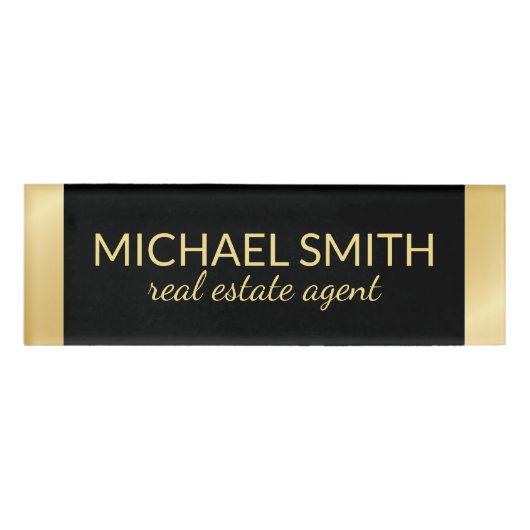 Badge D'identification Balise de nom professionnel Black and Gold (Devant)