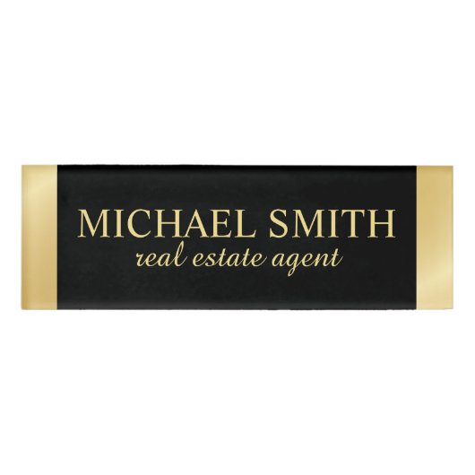 Badge D'identification Balise de nom professionnel Black and Gold (Devant)