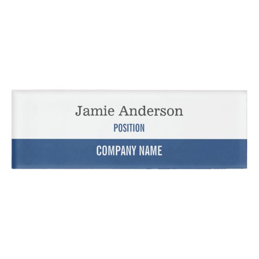 Badge D'identification Balise de nom professionnel bleu blanc et gris (Devant)