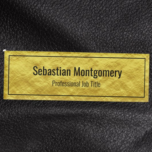 Badge D'identification Balise de nom professionnel encadrée de Faux Gold