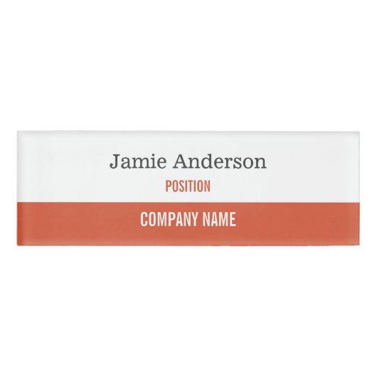 Badge D'identification Balise de nom professionnel orange et gris (Devant)