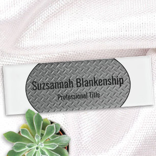 Badge D'identification Balise Faux Metal Diamond Plaque Blanc Bordures No