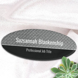 Badge D'identification Balise Faux Metal Diamond Plaque Nom Personnalisé