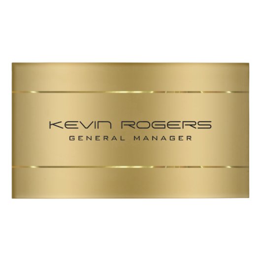 Badge D'identification Balise Gold Stripes Modern Geometry Design Nom (Devant)