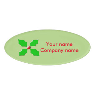 Badge D'identification Balise Joyeux Noël Holly Nom personnalisé