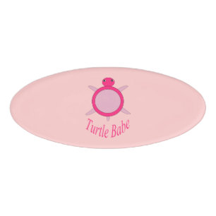 Badge D'identification Balise Nom de la petite tortue rose