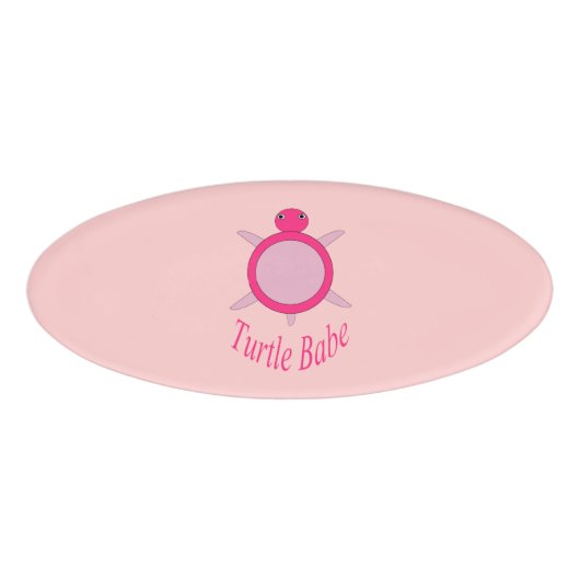 Badge D'identification |Balise Nom de la petite tortue rose (Devant)