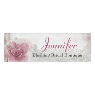 Badge D'identification Balise Nom de l'employé avec une jolie rose et des