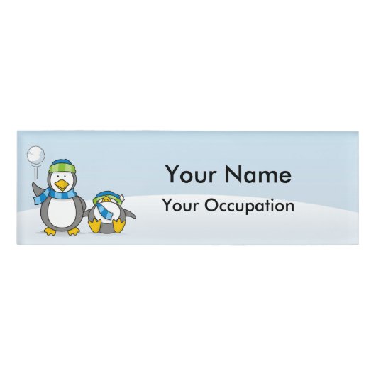 Badge D'identification Balise Nom des pingouins à neige (Devant)