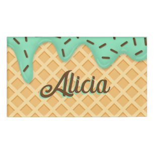 Badge D'identification Balise Nom du cône de gaufre de crème glacée