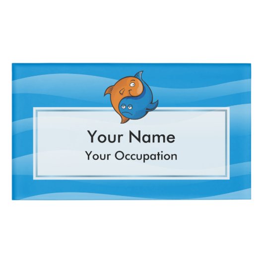 Badge D'identification Balise Nom du dessin de poisson Yin Yang (Devant)