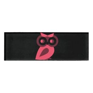 Badge D'identification Balise Nom du hibou rose