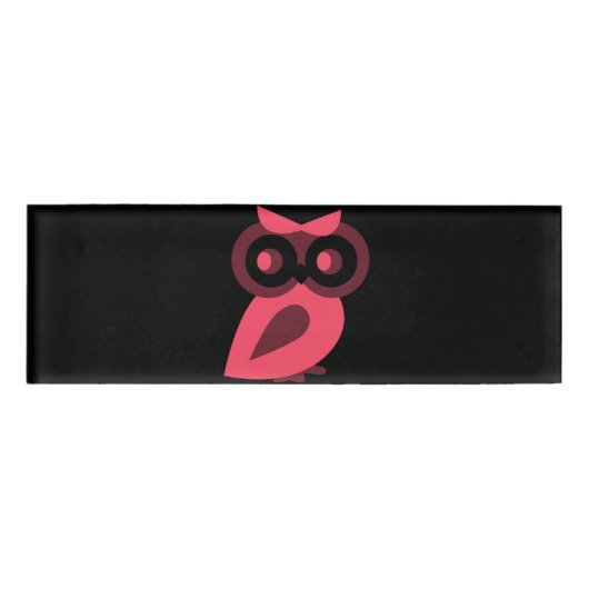 Badge D'identification Balise Nom du hibou rose (Devant)