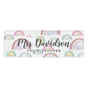 Badge D'identification Balise Nom du Motif arc-en-ciel joyeux
