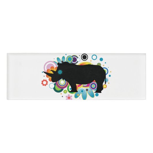 Badge D'identification Balise Nom du rhinocéros Abstrait (Devant)