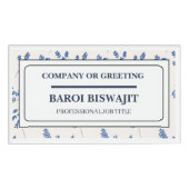 Badge D'identification Balise Nom Floral Blanc Et Bleu (Devant)