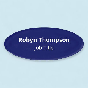 Badge D'identification Balise Nom ovale acrylique bleu Magnétique Profess