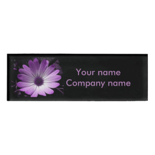 Badge D'identification Balise Nom personnalisé Fleur marguerite violette