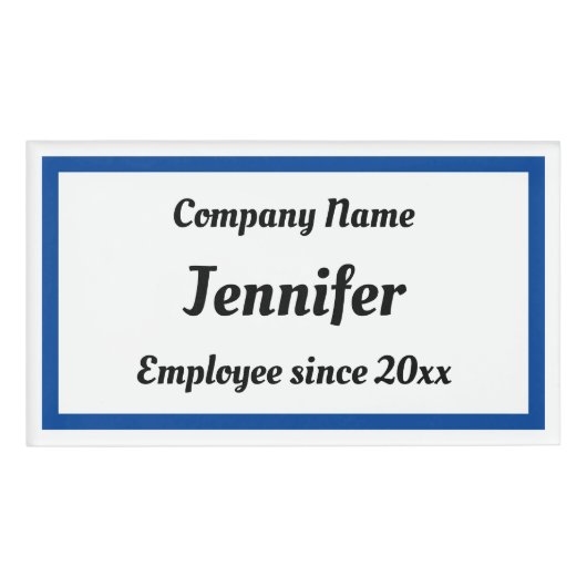 Badge D'identification Balises de nom commercial avec rectangle bleu (Devant)