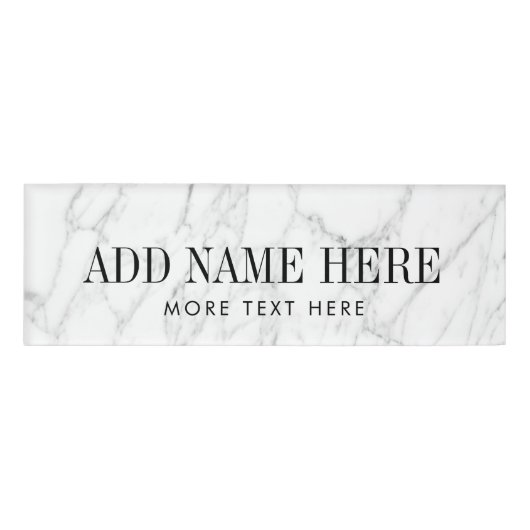 Badge D'identification Balises de nom en marbre blanc magnétique avec nom (Devant)