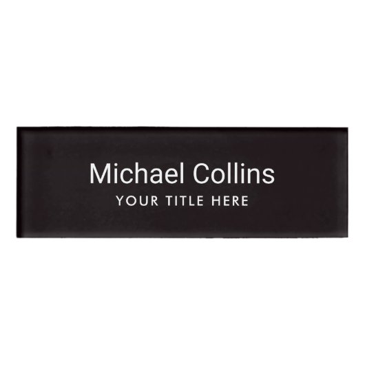 Badge D'identification Balises de nom magnétique professionnel noir simpl (Devant)