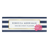 Badge D'identification Bande de marine et pivoine rose (Devant)