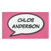 Badge D'identification Bande dessinée rose simple et moderne (Devant)