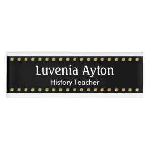 Badge D'identification Bande noire avec points dorés + vos idées