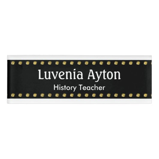 Badge D'identification Bande noire avec points dorés + vos idées (Devant)