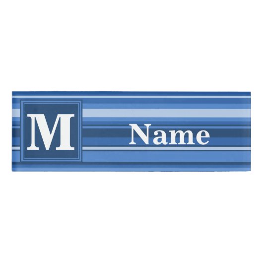 Badge D'identification Bandes bleu monogramme (Devant)