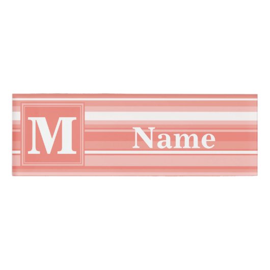 Badge D'identification Bandes de corail monogramme (Devant)