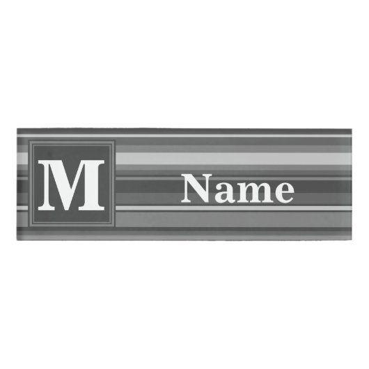 Badge D'identification Bandes gris monogramme (Devant)
