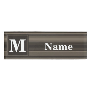 Badge D'identification Bandes taupe monogramme