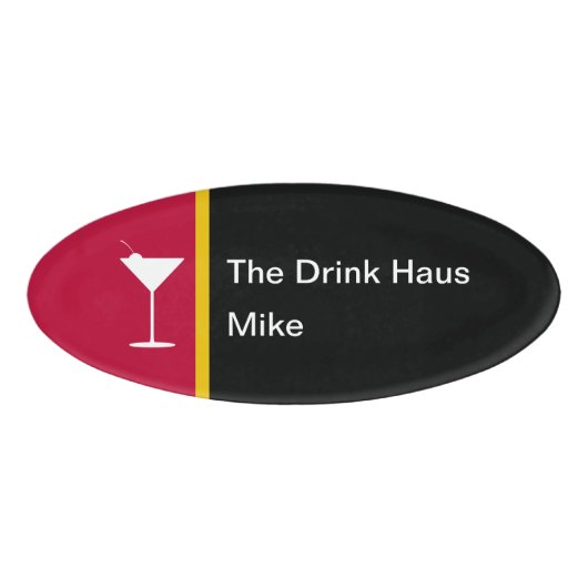 Badge D'identification Bartender moderne Cocktail Verre Nom Modèle de bal (Devant)