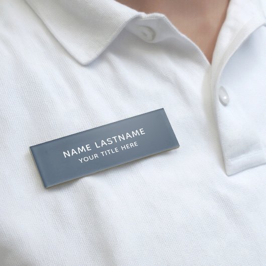 Badge D'identification Basic Simple Minimalist Modern Dusty Blue Title