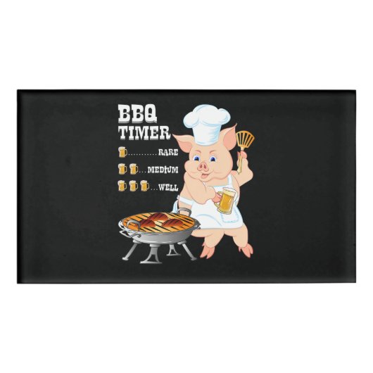 Badge D'identification BBQ | BBQ Timer Pig Grill Barbecue Beer Lover Men (Devant)