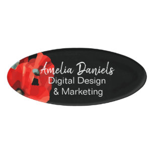 Badge D'identification Belle carte d'identité Red Poppy