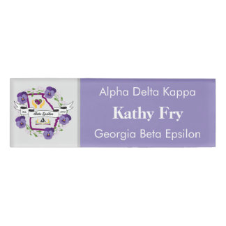 Badge D'identification Beta Epsilon Petit Nametag Centré Nom modifiable